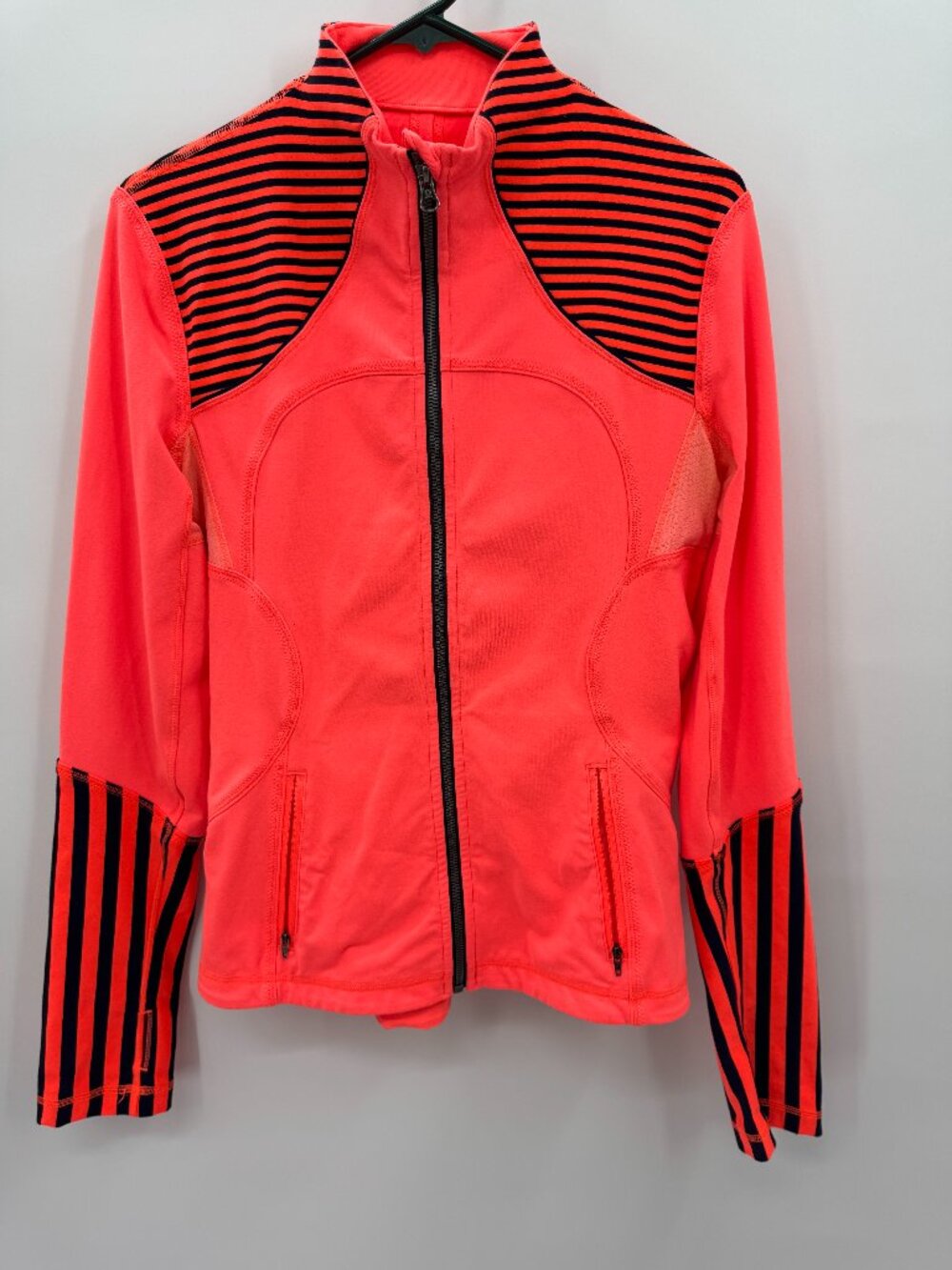 Lululemon Rare Retired Define Jacket Light Flash Pink Black Stripe Size 10
